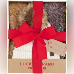 Lucky Brand Cream Beanie and Scarf Gift Set